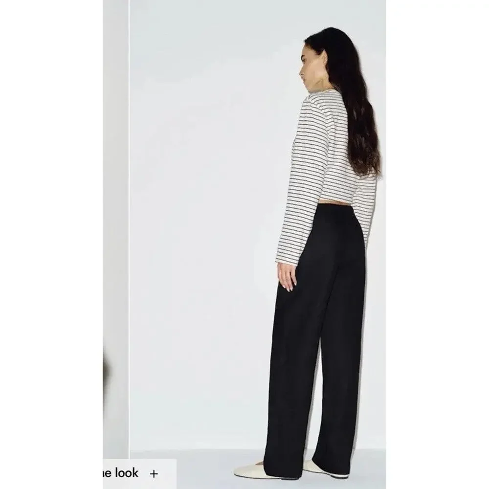 NEW Reformation Olina Black Linen Size Small Drawstring Lounge $188